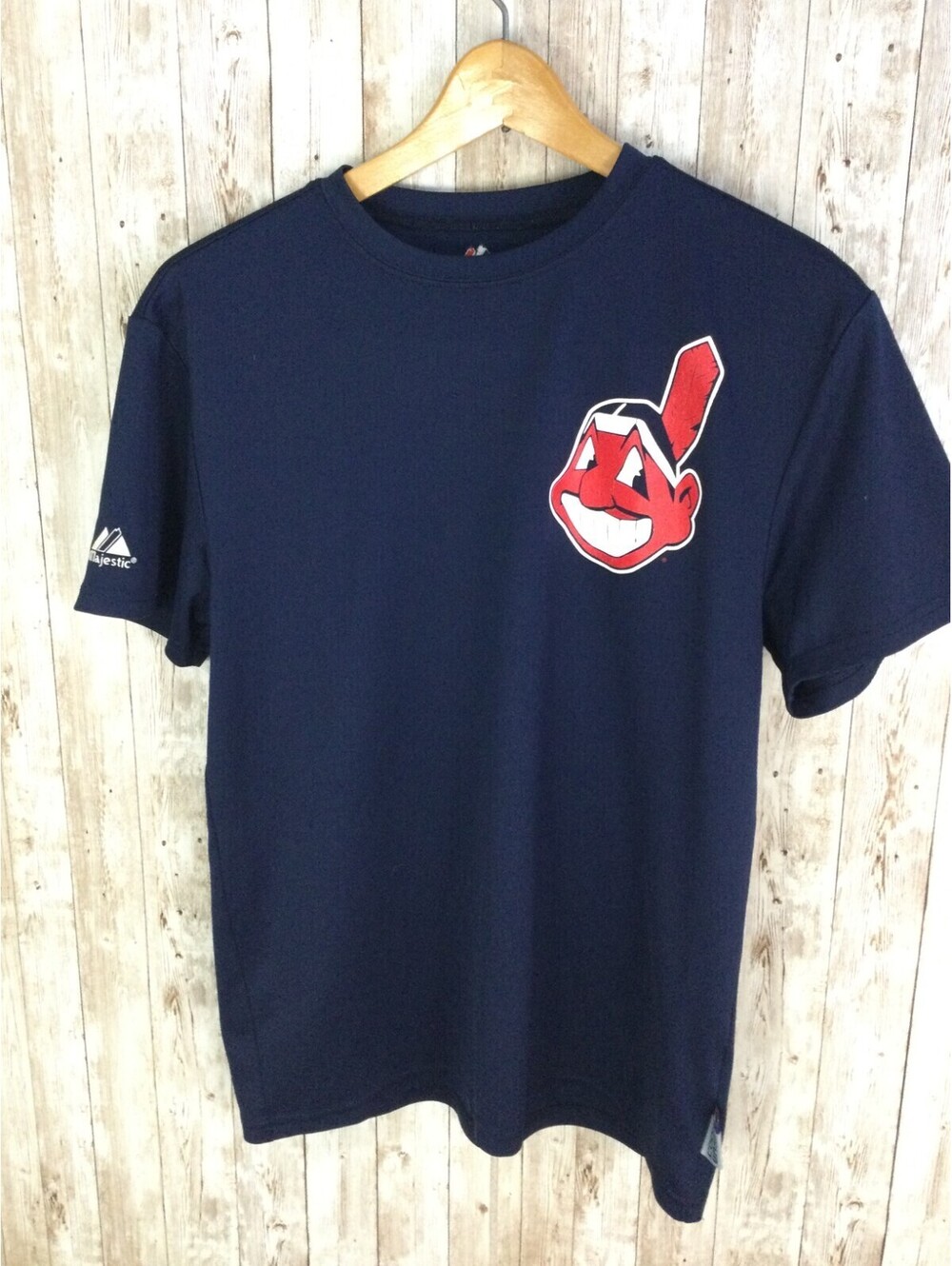 Vtg Majestic CLEVELAND Indian's T shirt baseball Youth XL Big Graphic Wahoo